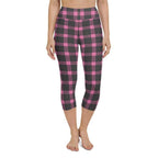 Pink Plaid Print Yoga Capris