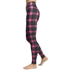 Pink Plaid Print Yoga Leggings