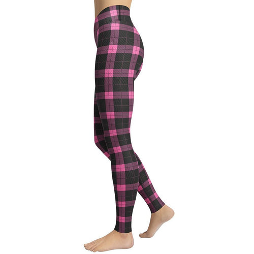 Pink Plaid Print Yoga Leggings