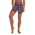 Pink Plaid Print Yoga Shorts