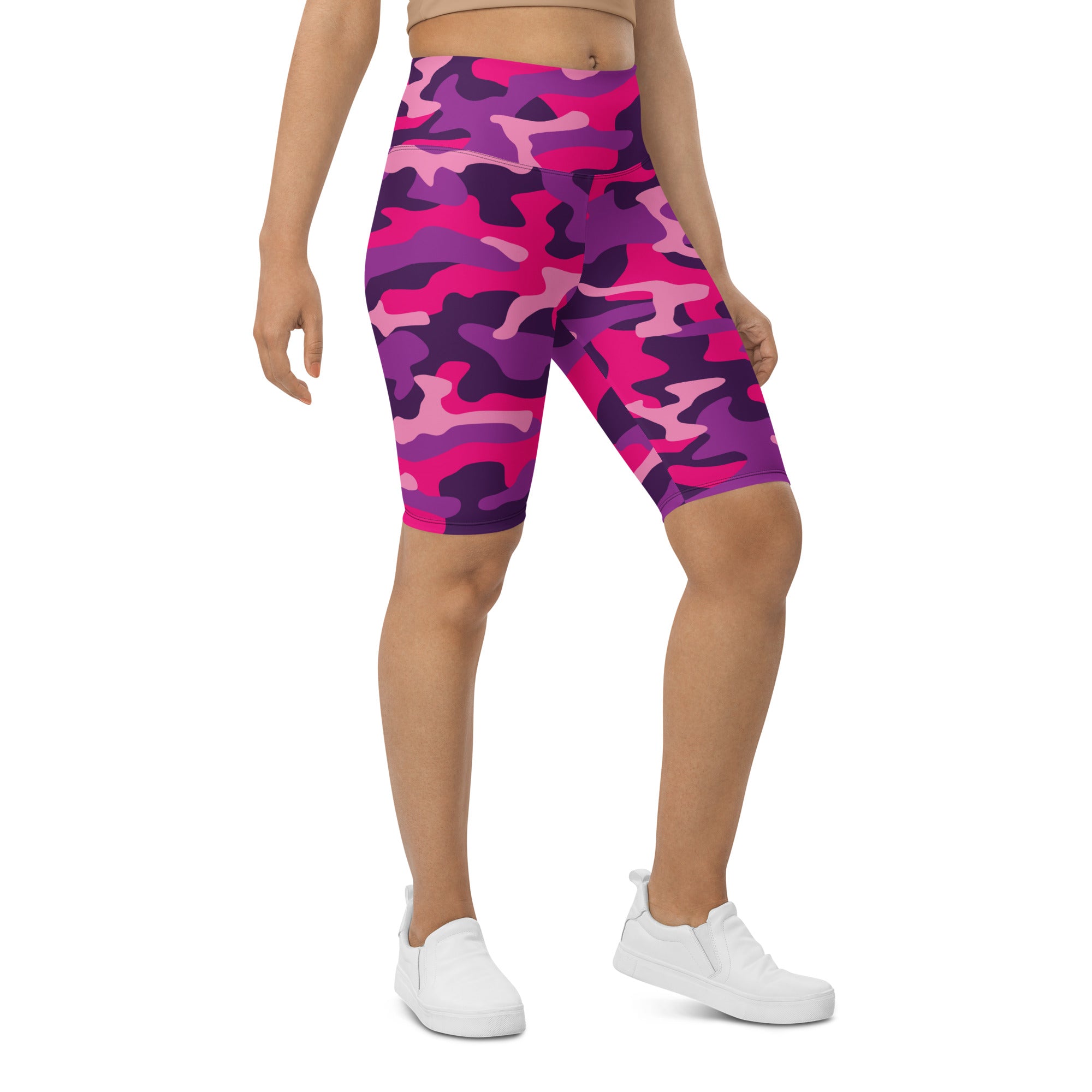 Pink & Purple Camo Biker Shorts