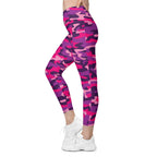 Pink & Purple Camo Crossover Leggings With Pockets