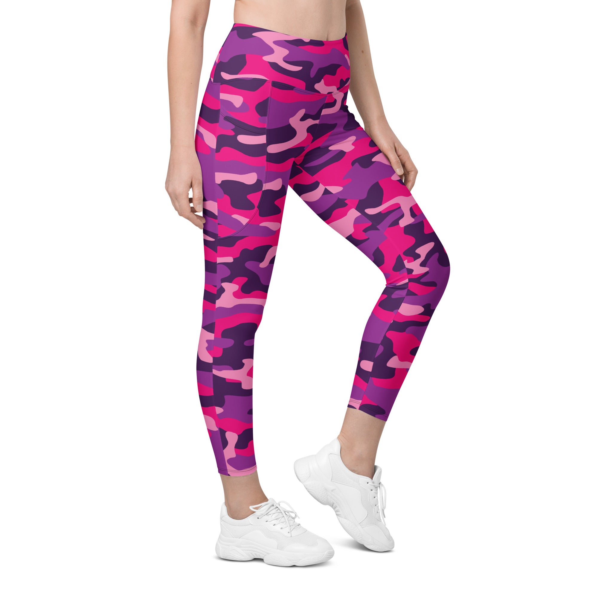 Pink & Purple Camo Leggings With Pockets