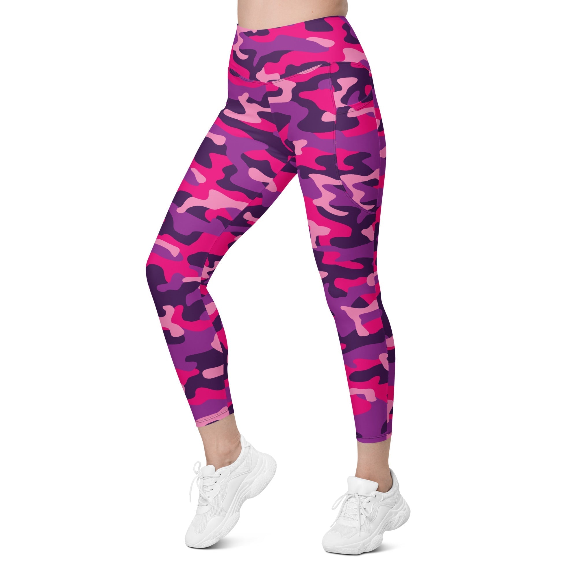 Pink & Purple Camo Leggings With Pockets