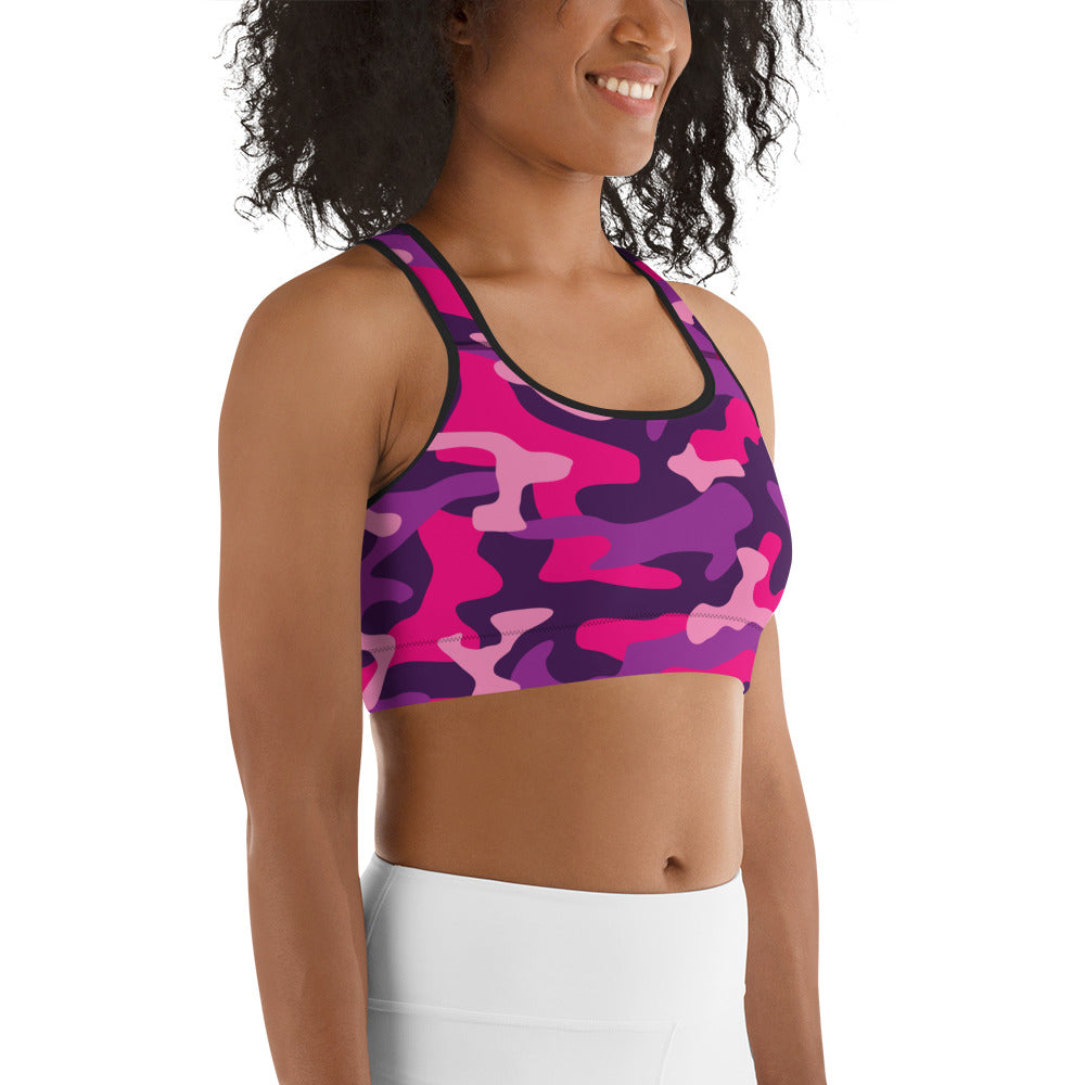 Pink & Purple Camo Sports Bra