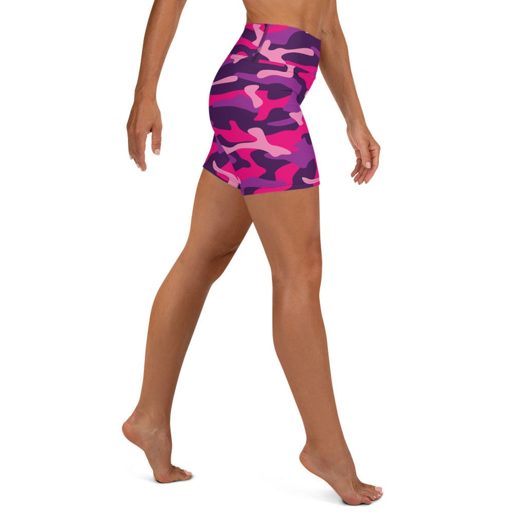 Pink & Purple Camo Yoga Shorts