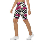 Pink Roses and Skulls Biker Shorts