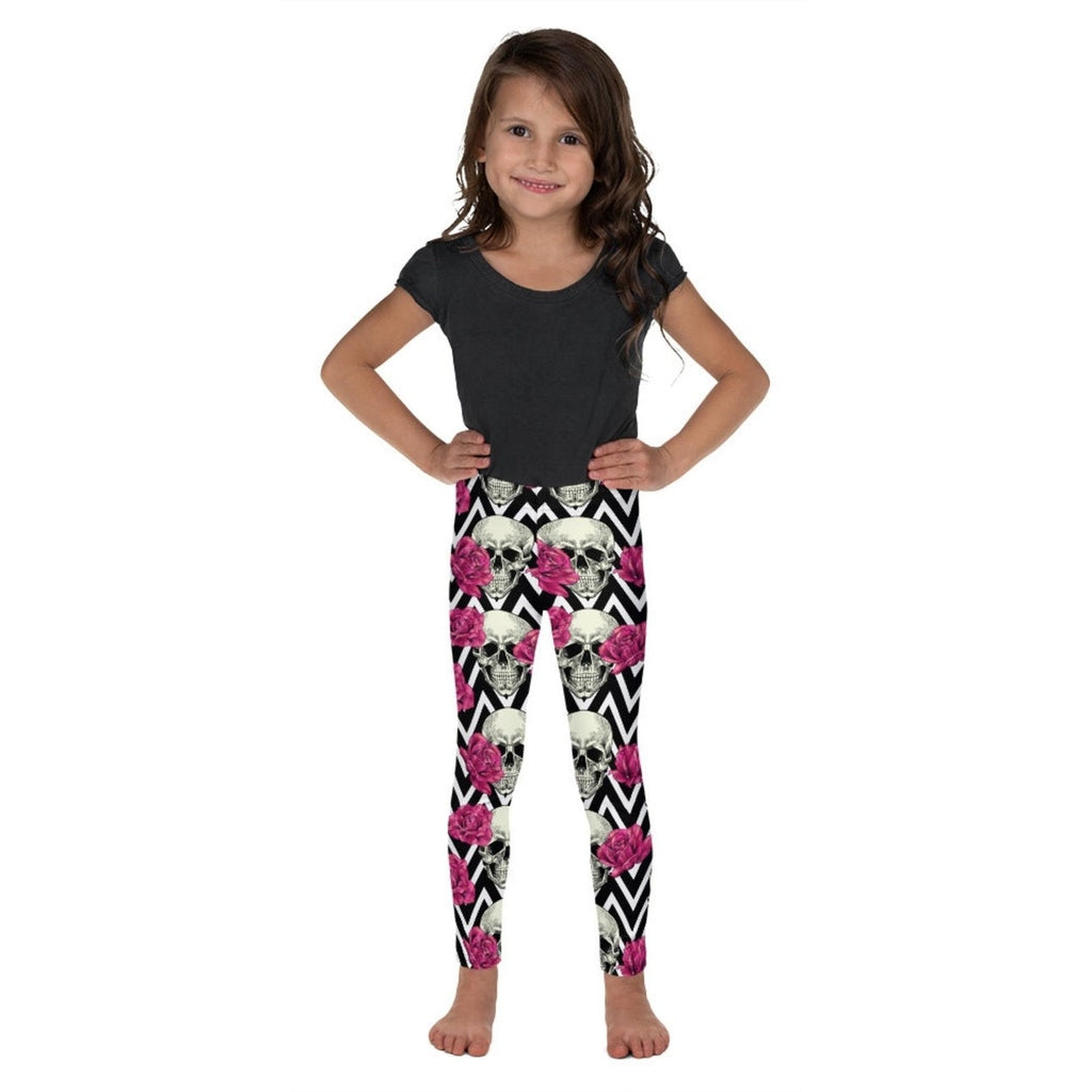 Pink Roses and Skulls Kid's Leggings