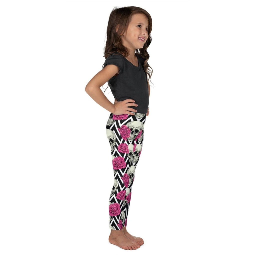 Pink Roses and Skulls Kid's Leggings