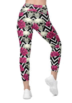 Pink Roses and Skulls Leggings With Pockets