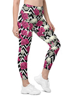 Pink Roses and Skulls Leggings With Pockets