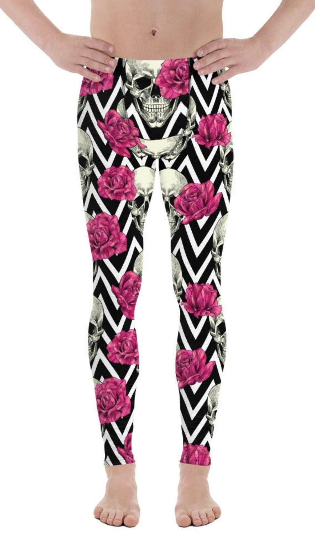 Pink Roses and Skulls Men's Leggings