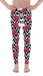 Pink Roses and Skulls Men's Leggings