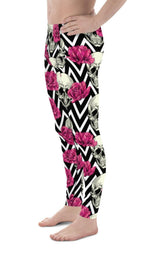 Pink Roses and Skulls Men's Leggings