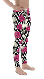 Pink Roses and Skulls Men's Leggings