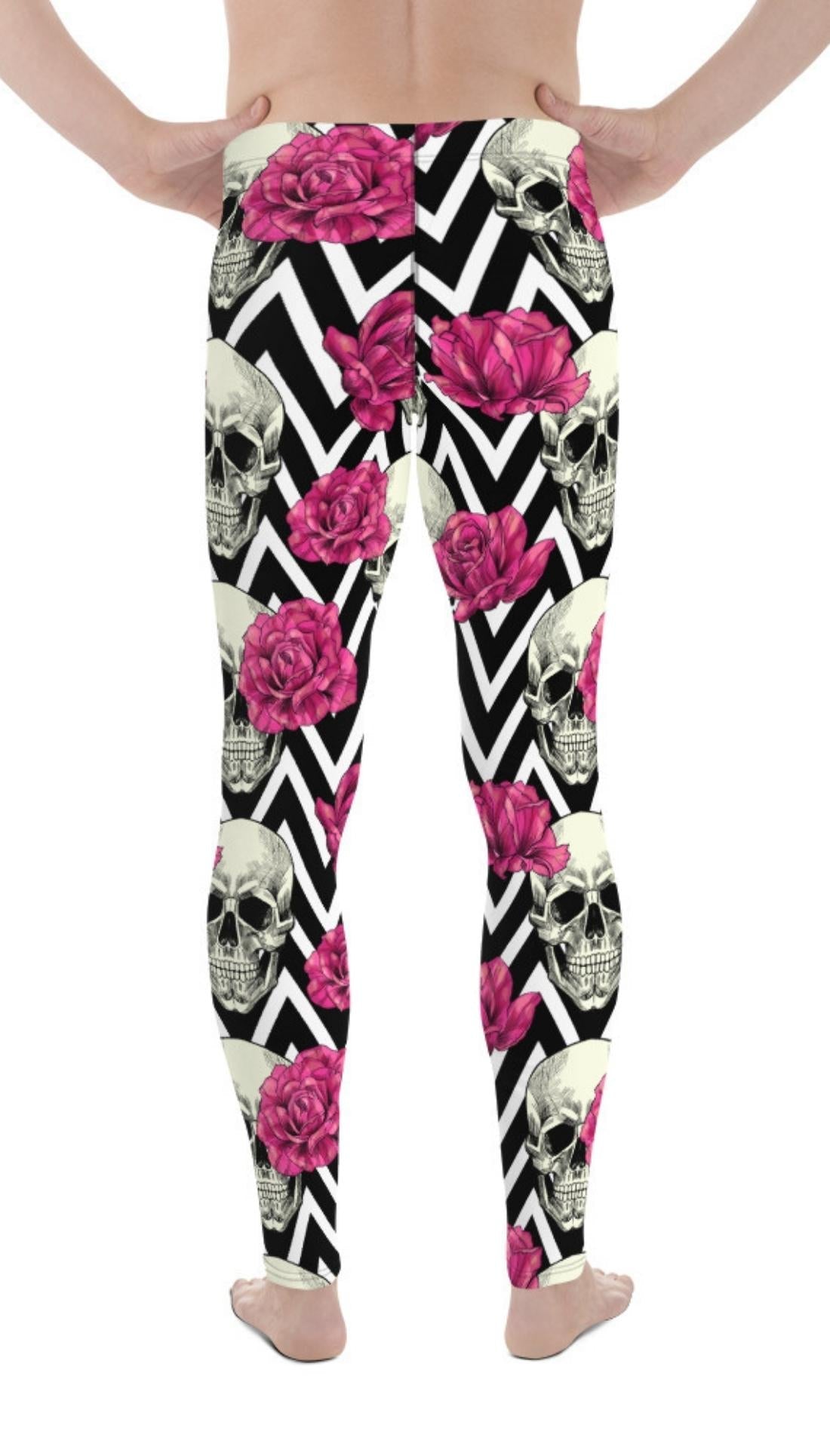 Pink Roses and Skulls Men's Leggings