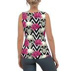 Pink Roses and Skulls Tank Top