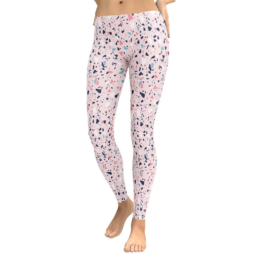 Pink Terrazzo Marble Leggings
