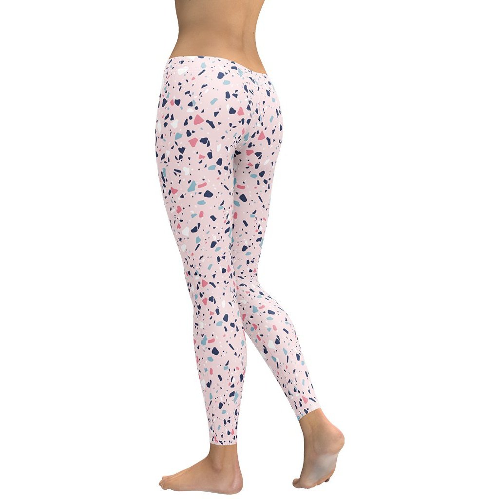 Pink Terrazzo Marble Leggings