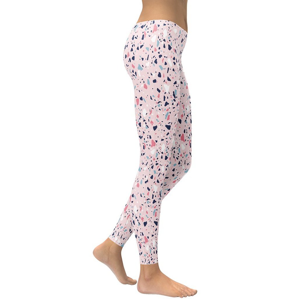 Pink Terrazzo Marble Leggings