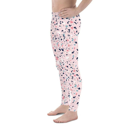Pink Terrazzo Marble Men's Leggings