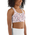 Pink Terrazzo Marble Sports Bra