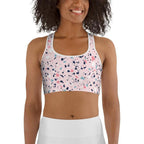 Pink Terrazzo Marble Sports Bra
