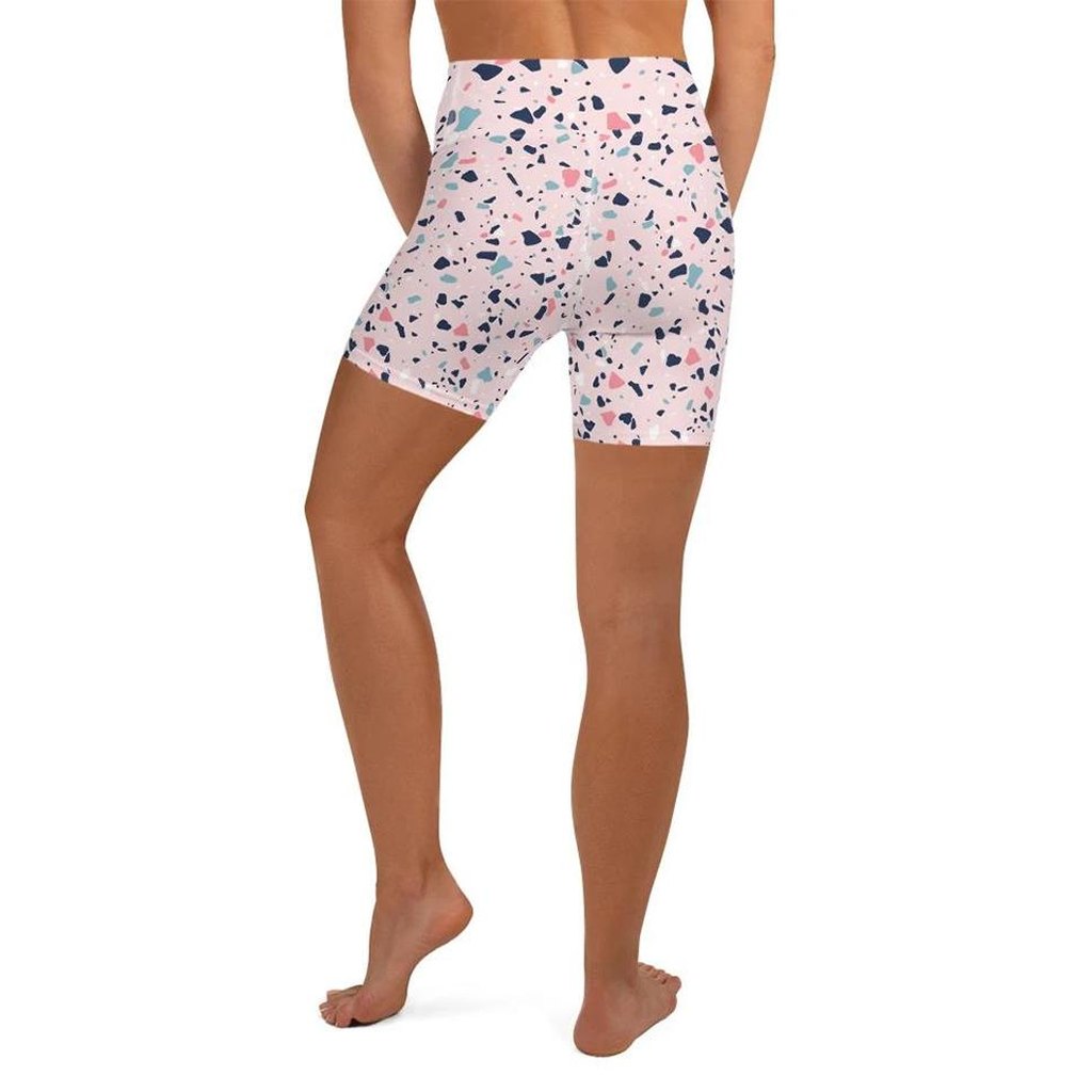 Pink Terrazzo Marble Yoga Shorts
