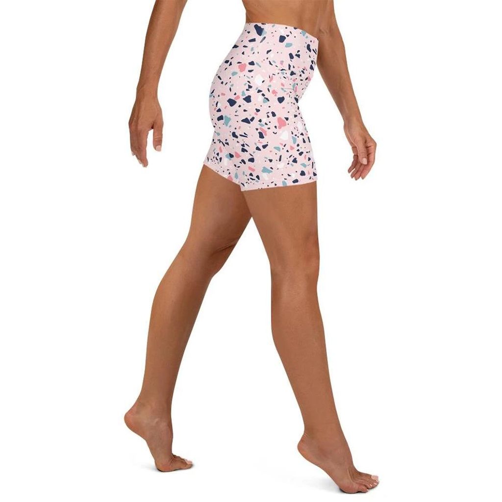 Pink Terrazzo Marble Yoga Shorts