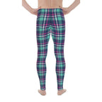 Pink & Turquoise Plaid Print Men's Leggings