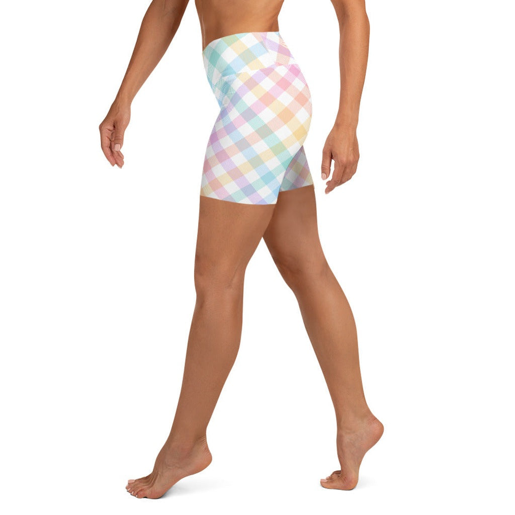 Plaid Easter Yoga Shorts