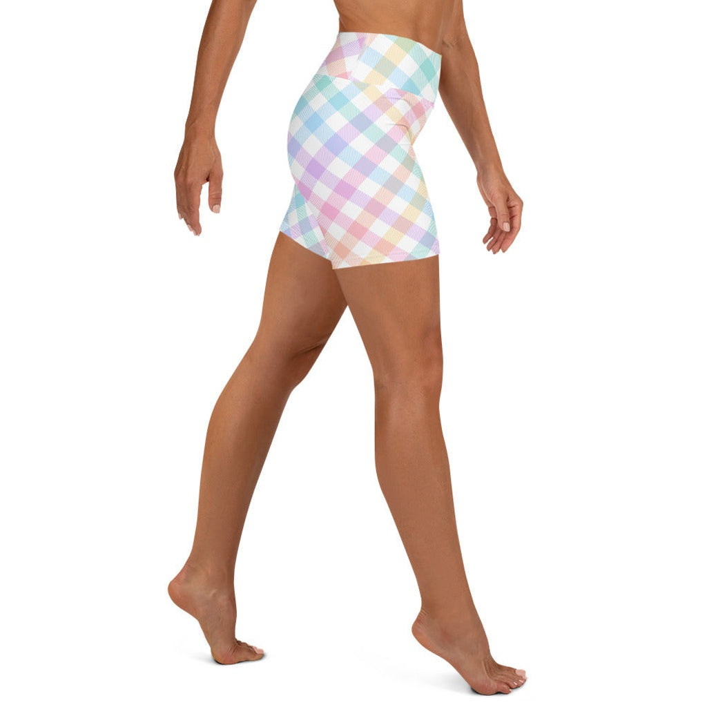 Plaid Easter Yoga Shorts