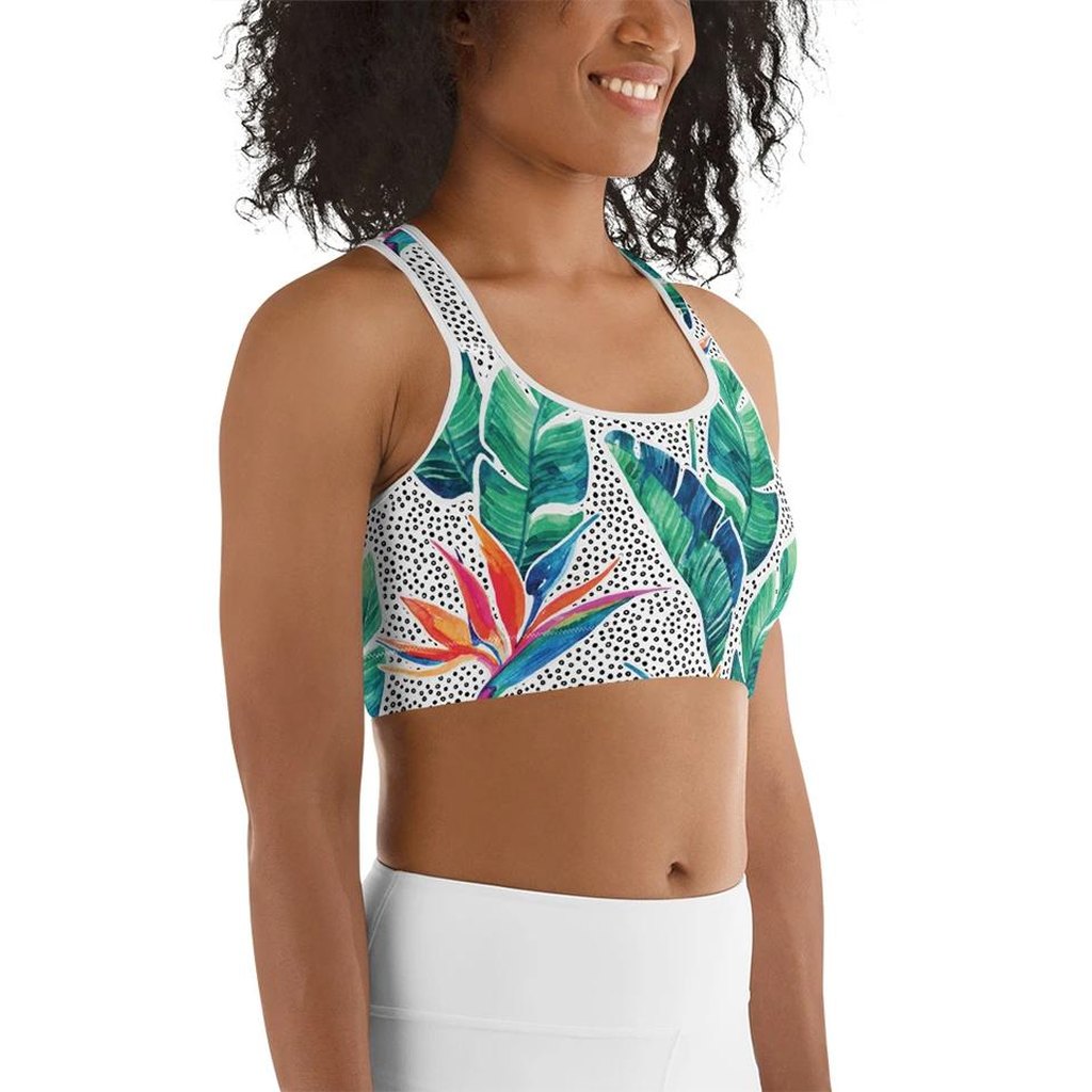 Polka Dot Floral Sports Bra