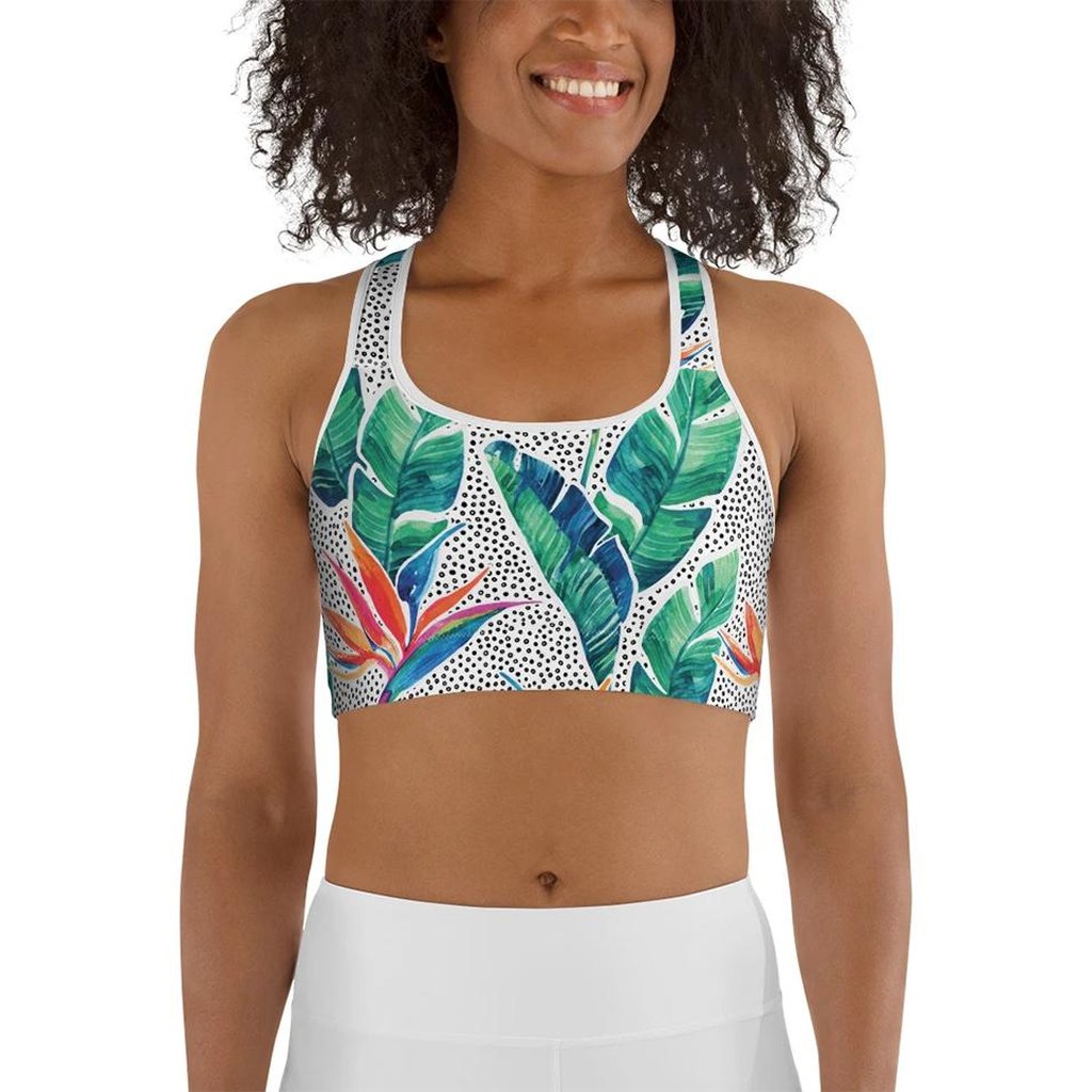 Polka Dot Floral Sports Bra