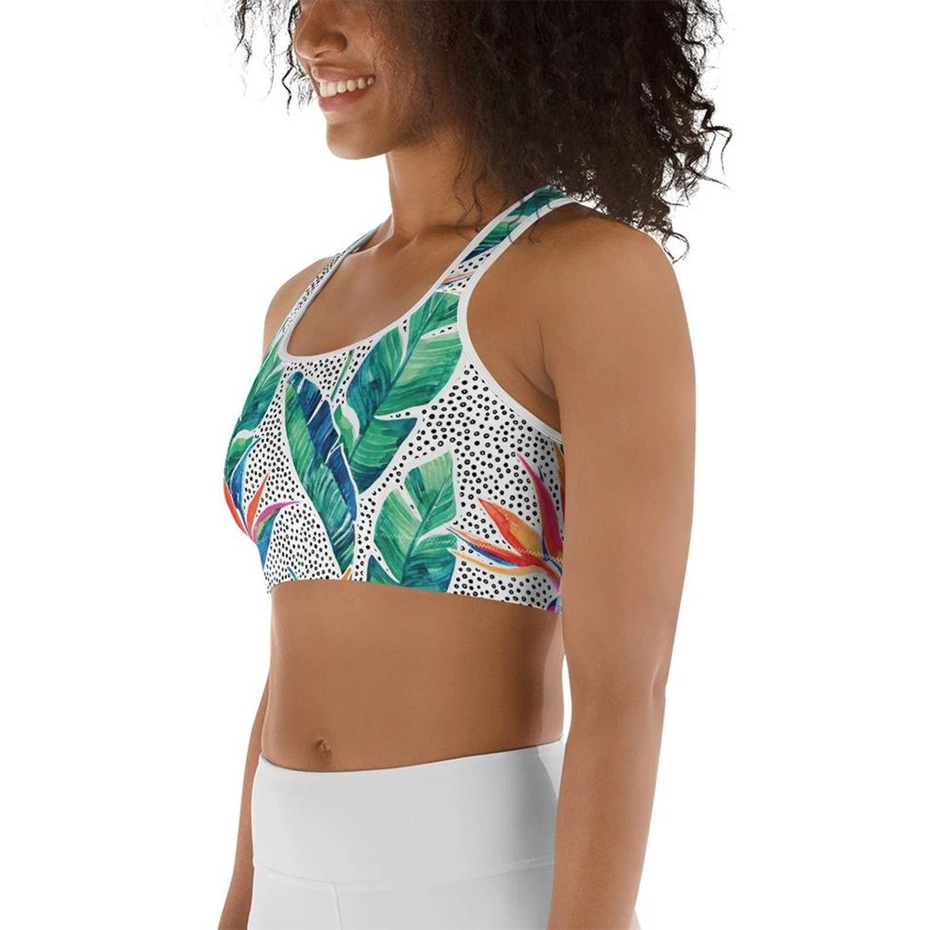 Polka Dot Floral Sports Bra