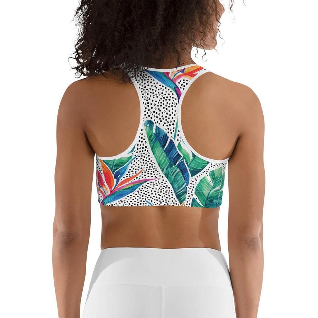 Polka Dot Floral Sports Bra