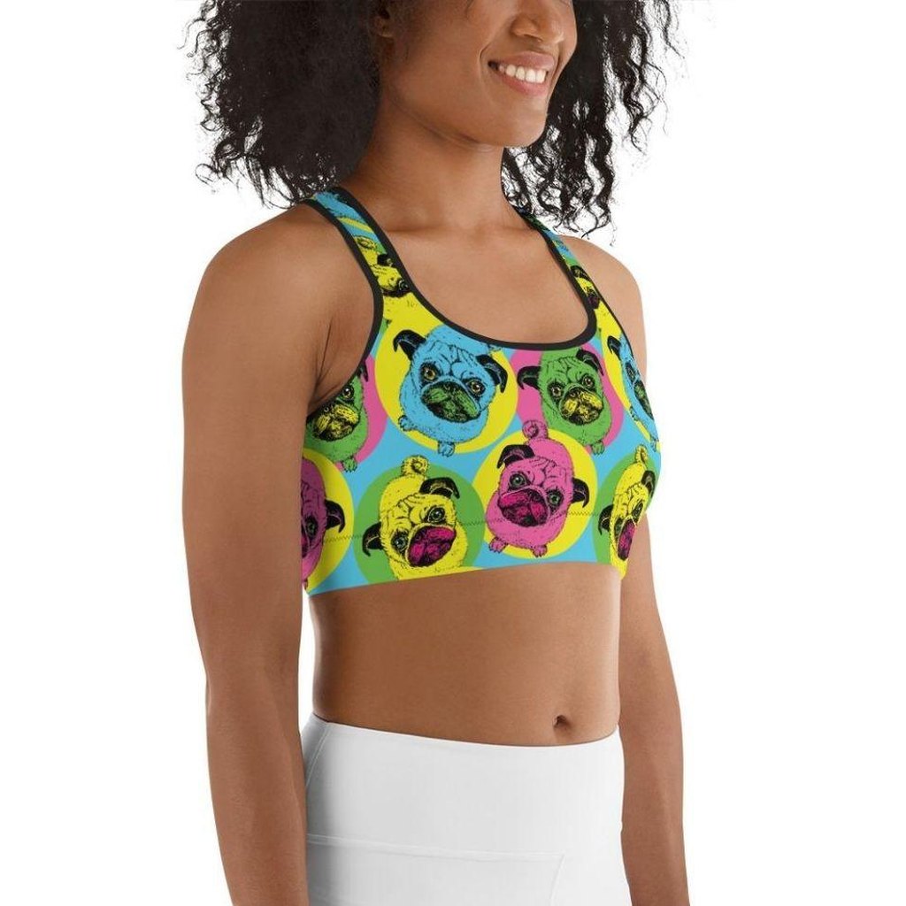 Pop Art Pug Sports Bra