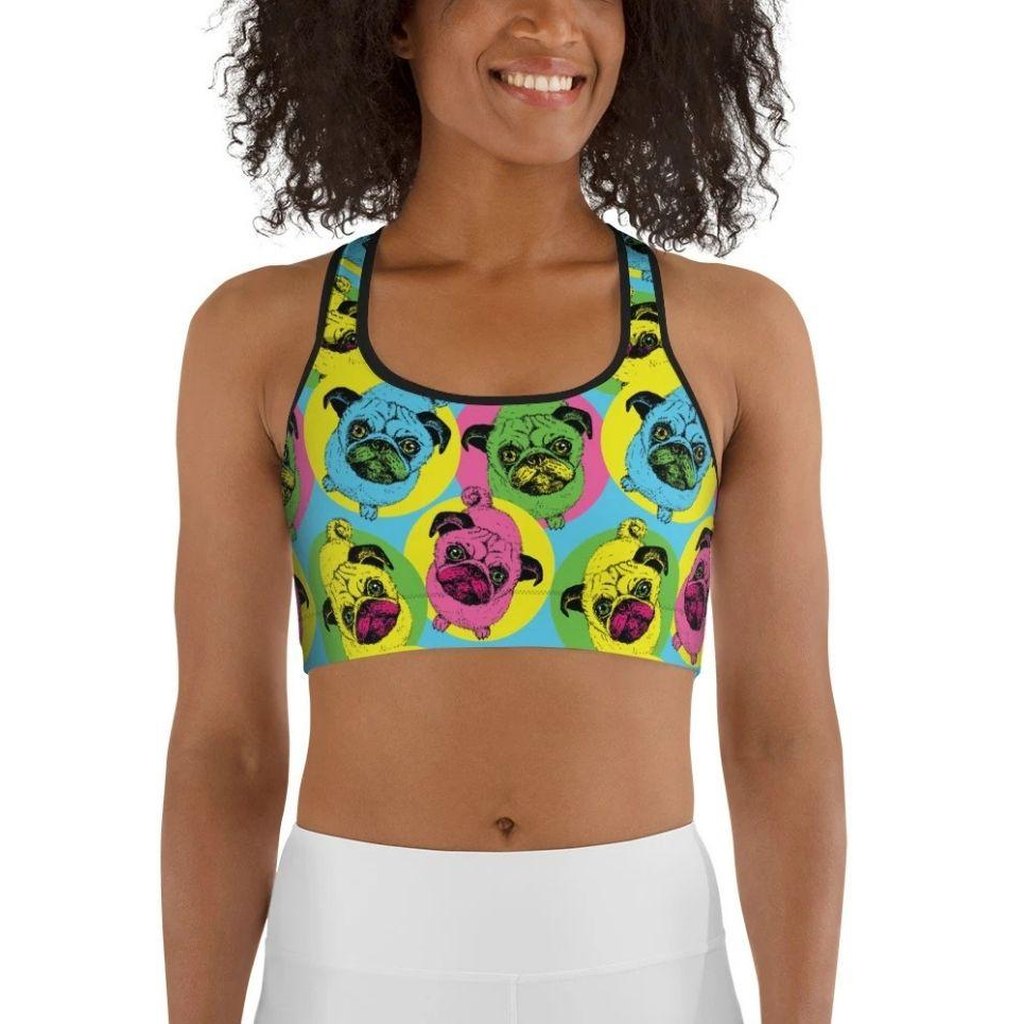 Pop Art Pug Sports Bra