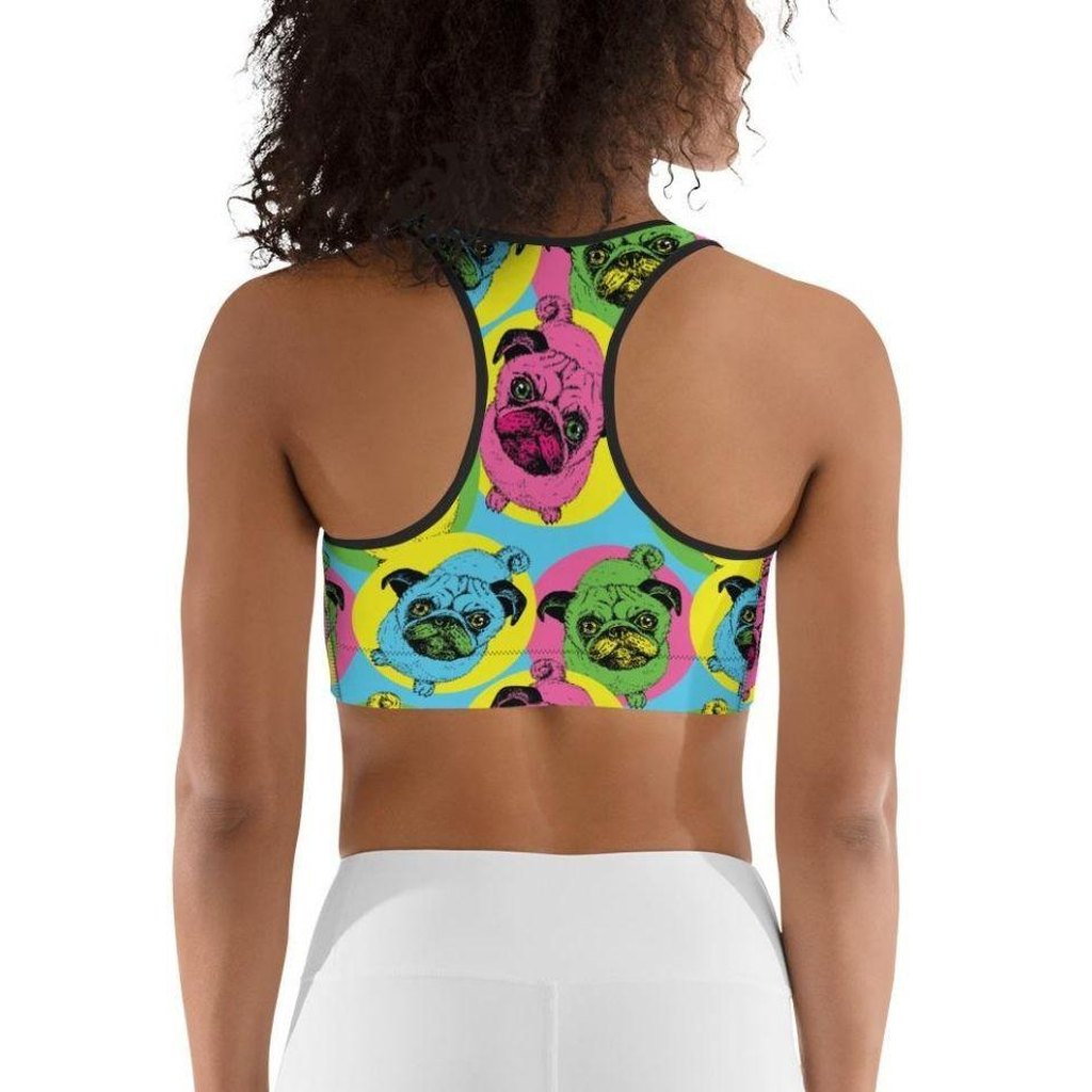 Pop Art Pug Sports Bra