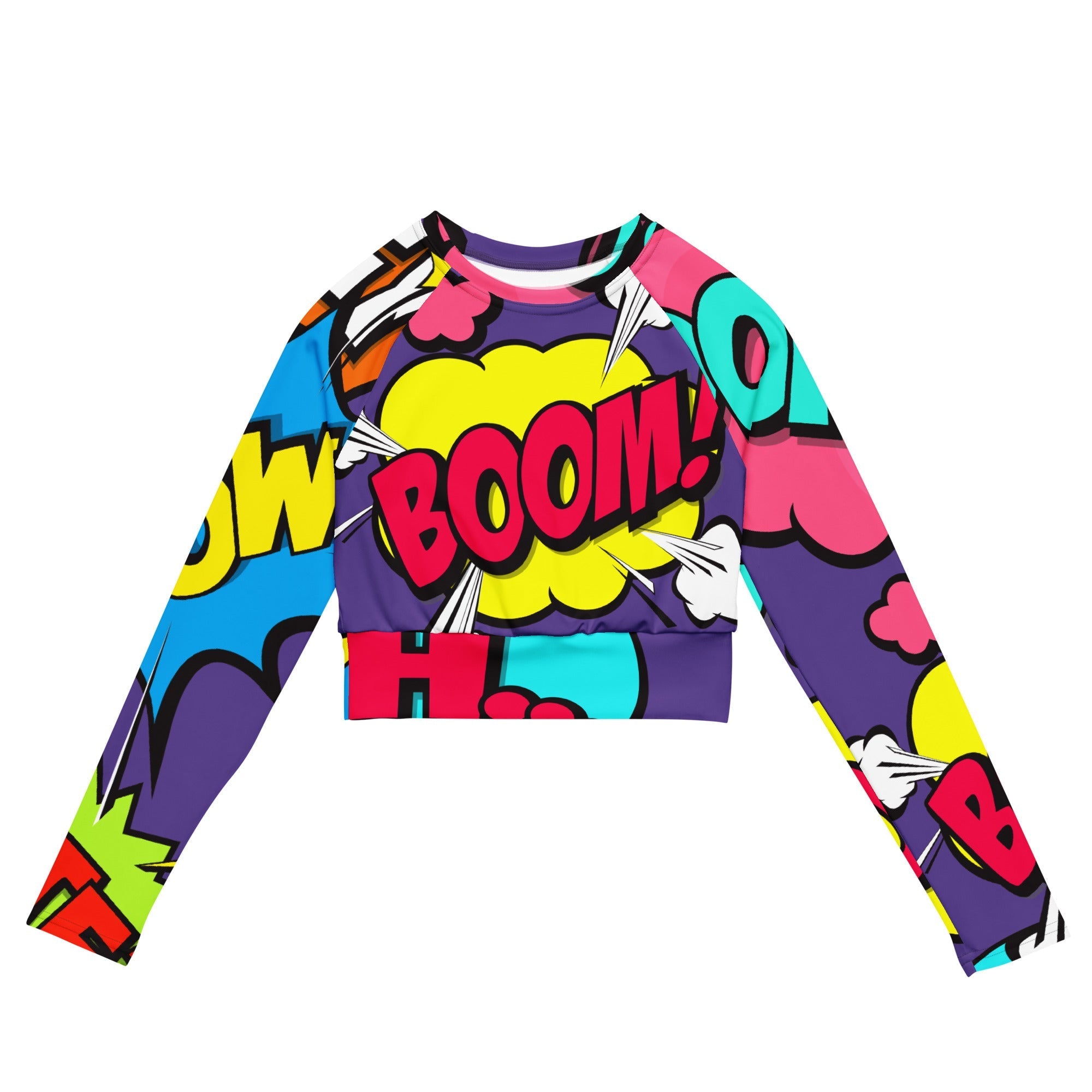 Pop Art Recycled Long-sleeve Crop Top