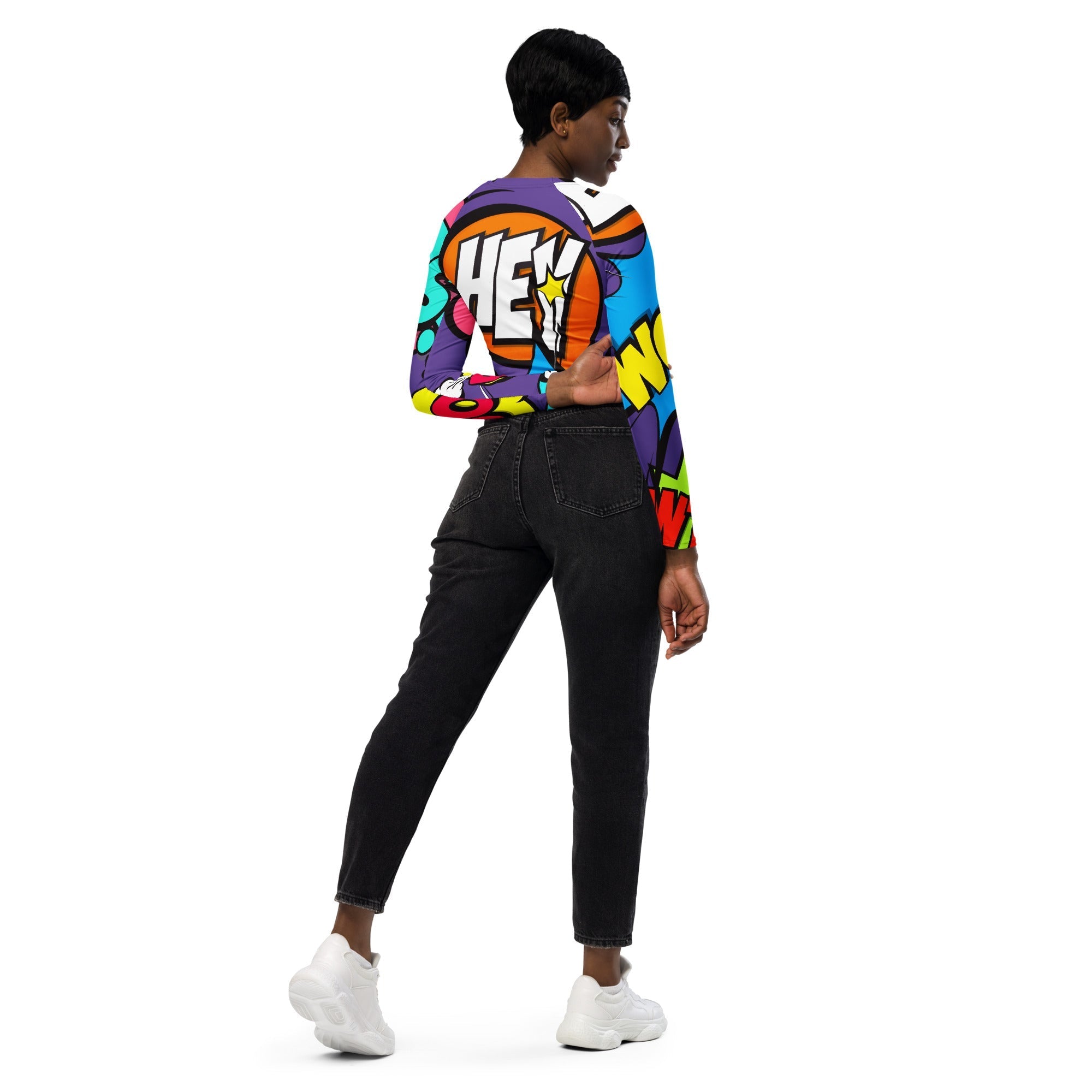 Pop Art Recycled Long-sleeve Crop Top