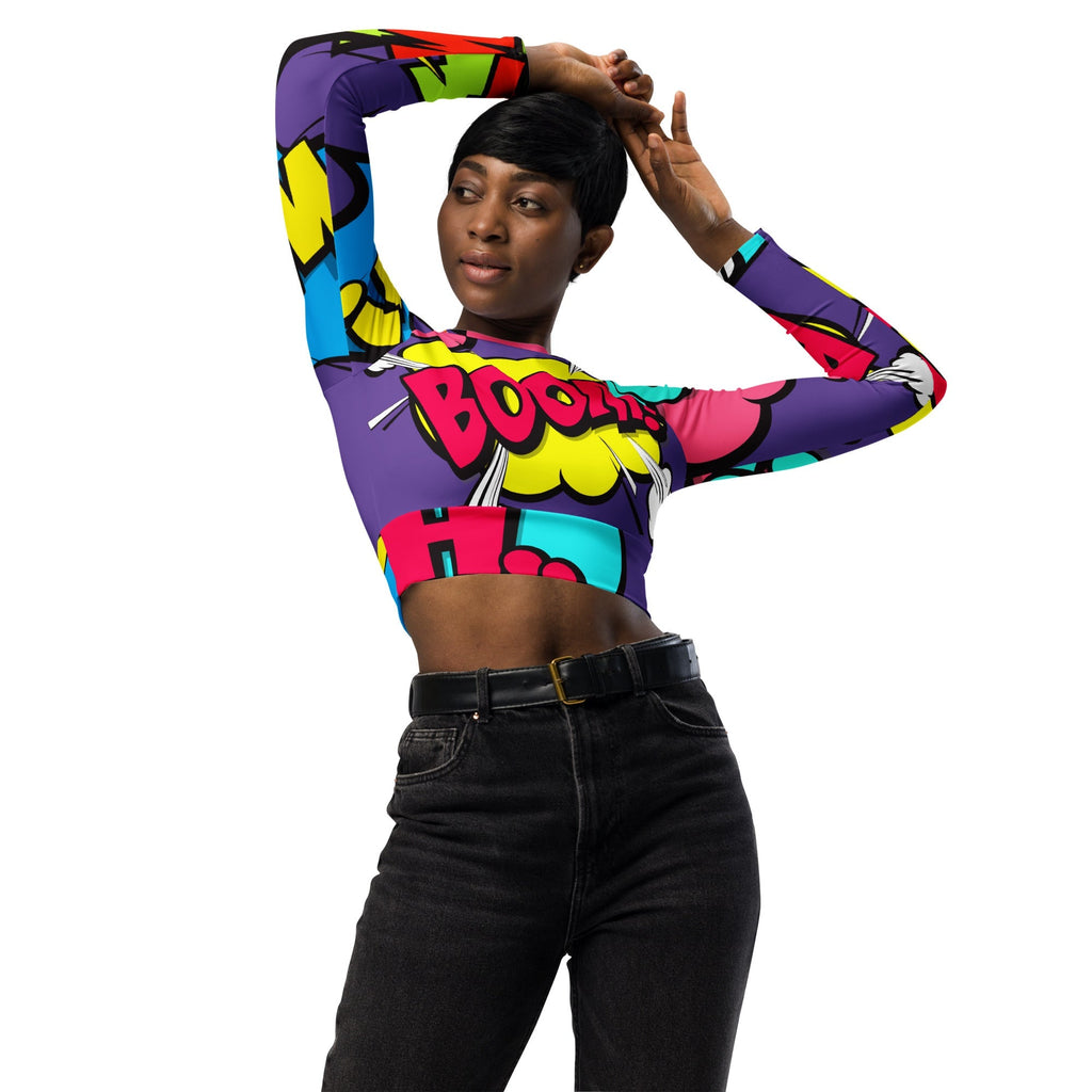 Pop Art Recycled Long-sleeve Crop Top