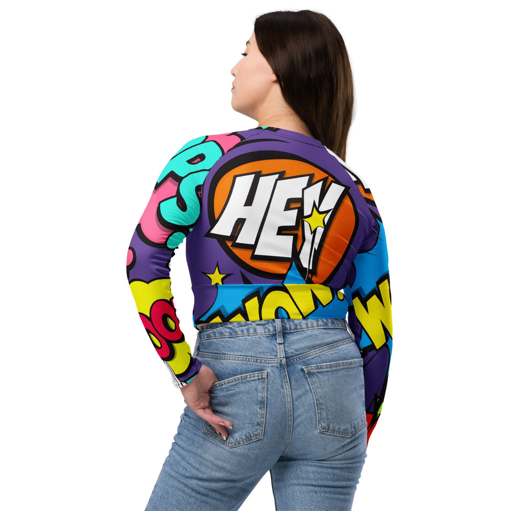 Pop Art Recycled Long-sleeve Crop Top