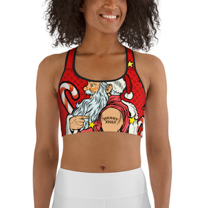 Pop Art Santa Christmas Sports Bra