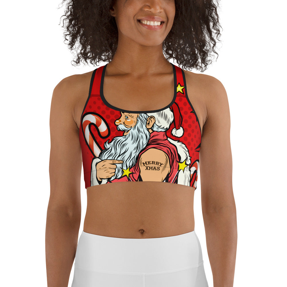 Pop Art Santa Christmas Sports Bra