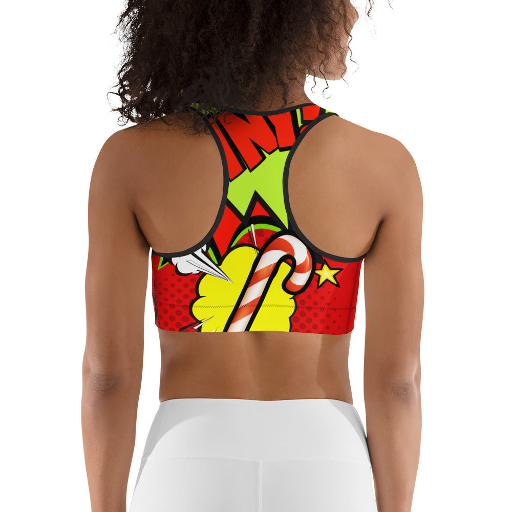 Pop Art Santa Christmas Sports Bra