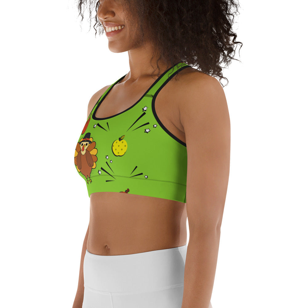 Pop Art Thanksgiving Sports Bra