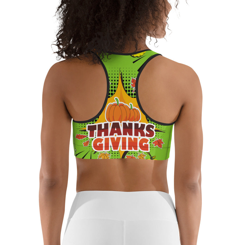 Pop Art Thanksgiving Sports Bra