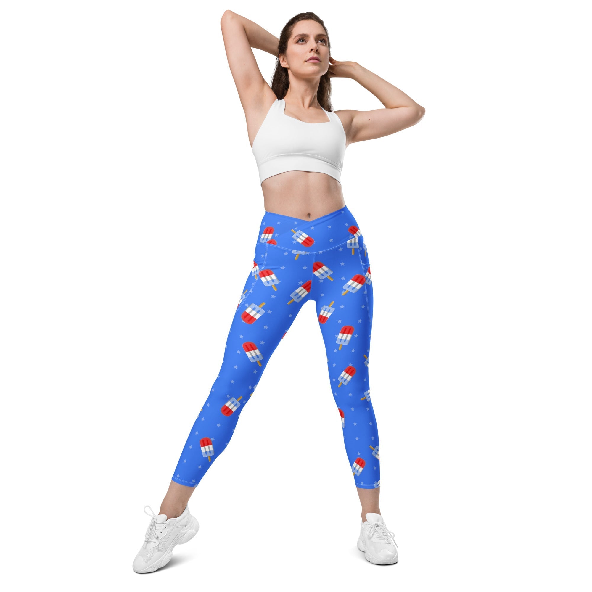 Popsicle Pattern Crossover Leggings With Pockets