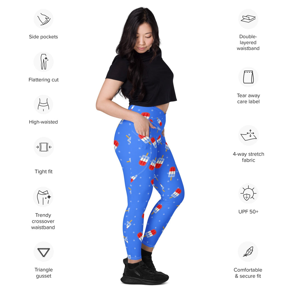 Popsicle Pattern Crossover Leggings With Pockets